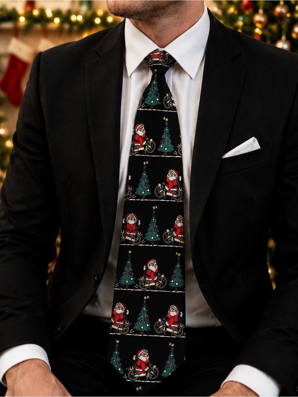 American Traditions Men's Christmas Santa Motorcycle Injured Foot‎ Tie